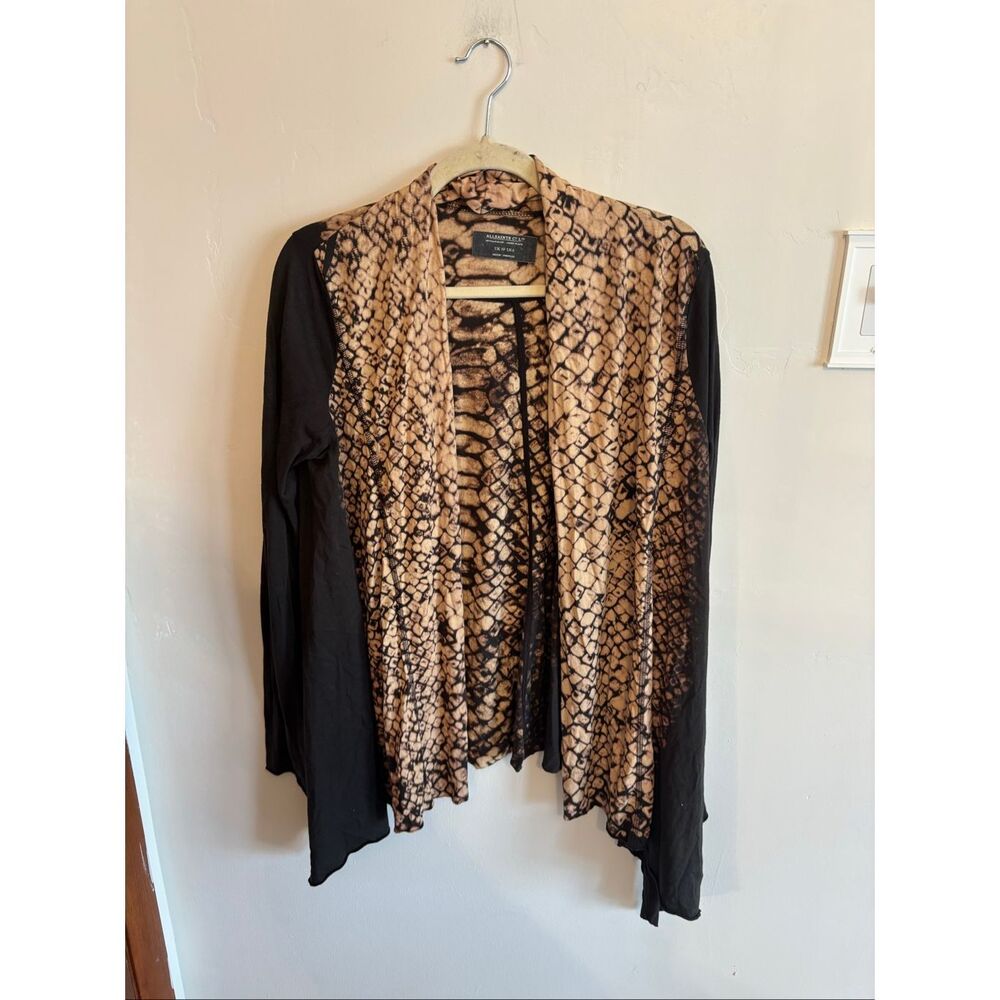 AllSaints Snakeskin Print Open Front Cardigan Size US 6/S Lightweight
